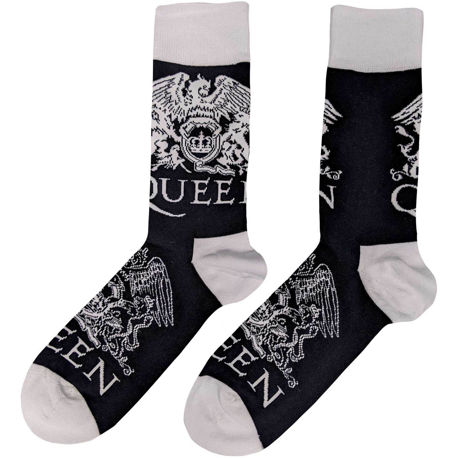 Queen White Crests Navy Socks