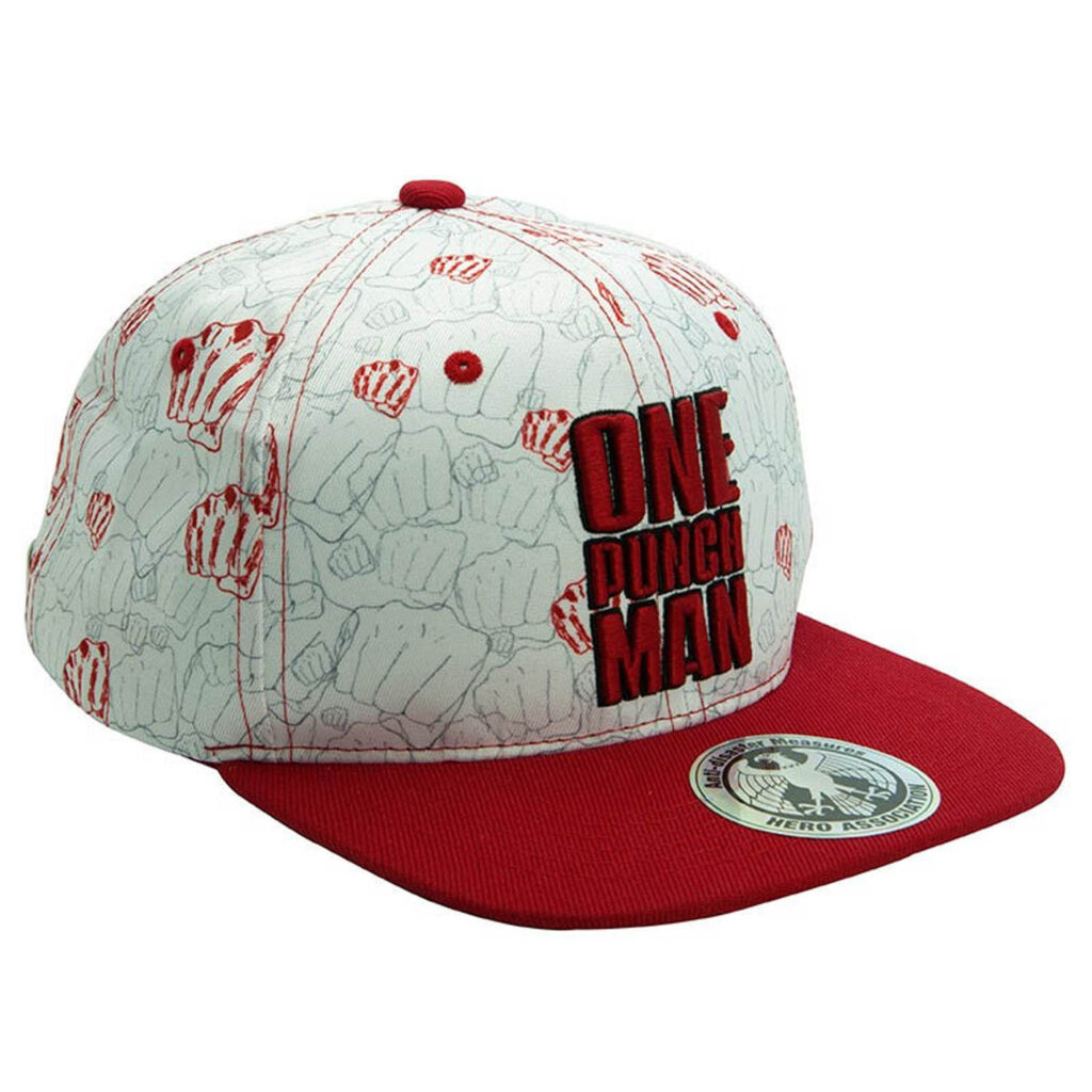 One Punch Man - Beige & Red Punches Snapback Cap