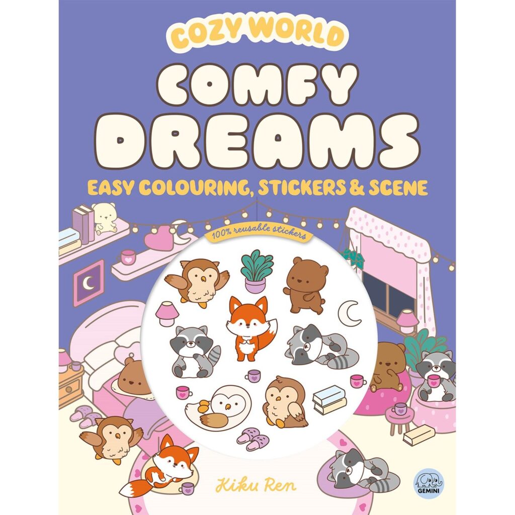 Cozy World Comfy Dreams Easy Colouring and Sticker Scene for Teens, Young Adults and Adults