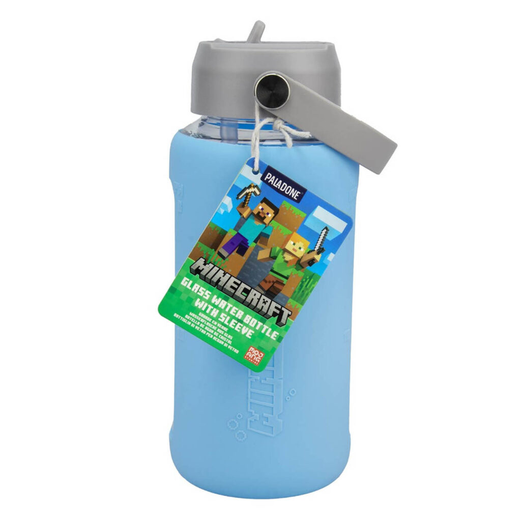 Minecraft Glass Water Bottle with Sleeve