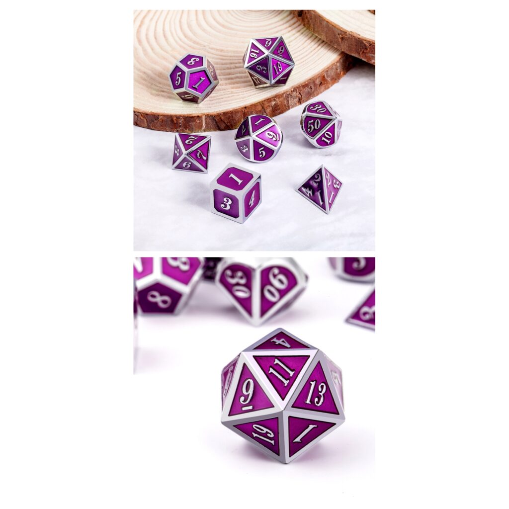 Metal & Enamel Dice Set (7pcs) (Ultravio